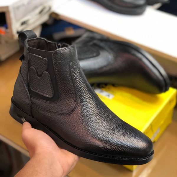 کفش نیم بوت چرم مردانه مدل آلفردو مشکی