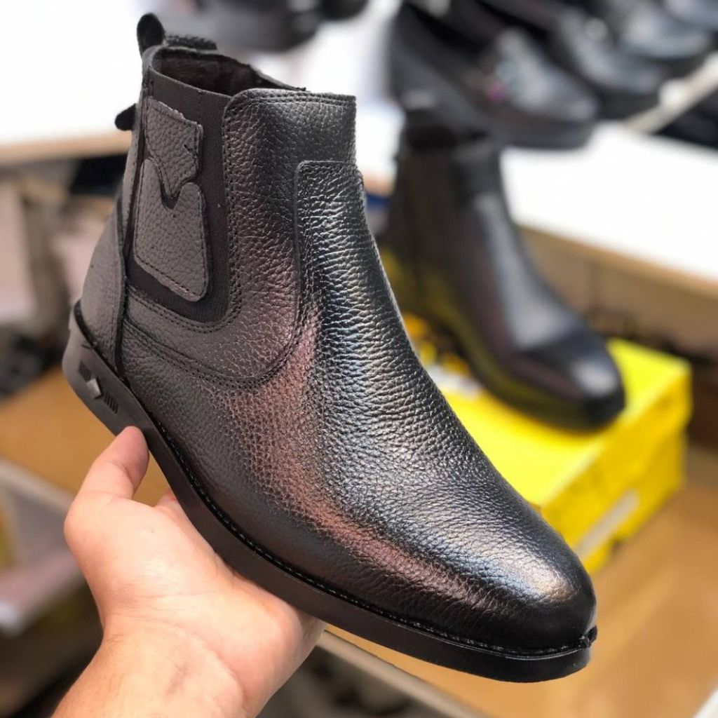 خرید آنلاین کفش نیم بوت چرم مردانه مدل آلفردو مشکی