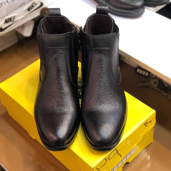 کفش نیم بوت چرم مردانه مدل آلفردو مشکی