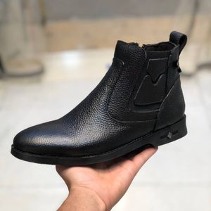 خرید اینترنتی کفش نیم بوت چرم مردانه مدل آلفردو مشکی