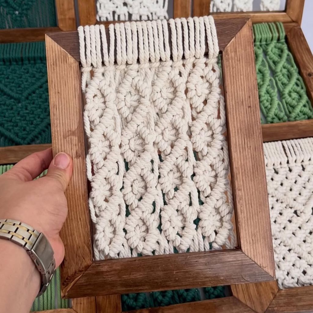 قیمت ارزان جاکلیدی مکرومه بافی مدل لوزی