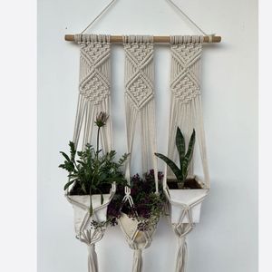 اویز گل سه قلو مکرومه بافی دکوراتیو