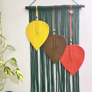 دیوارکوب سه برگ مکرومه بافی با ریسه ارت بیوتی