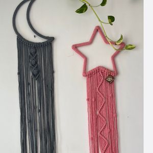 قیمت ارزان دیوارکوب اویز ماه و ستاره مکرومه ست