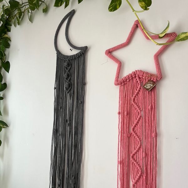 دیوارکوب اویز ماه و ستاره مکرومه ست