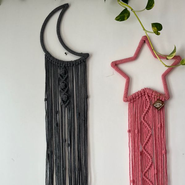 دیوارکوب اویز ماه و ستاره مکرومه ست