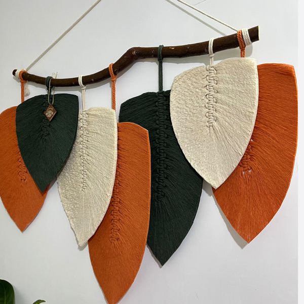 دیواراویز برگ مکرومه بافی ترند ارت بیوتی