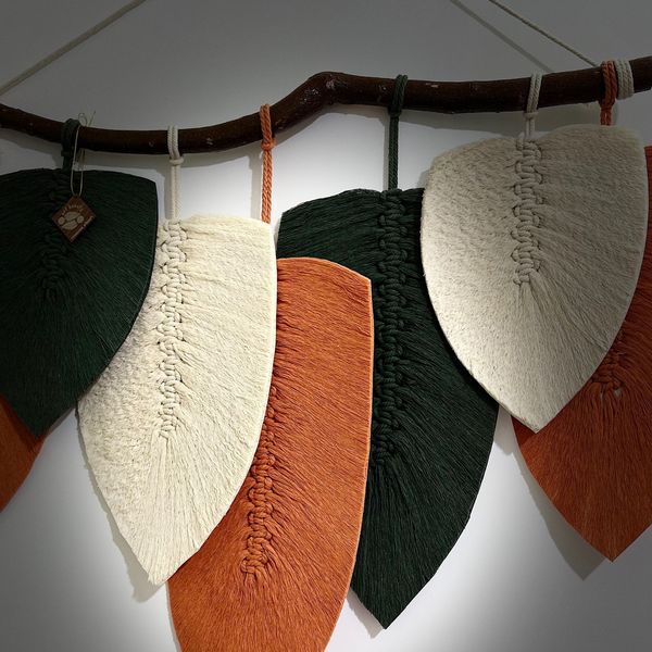 دیواراویز برگ مکرومه بافی ترند ارت بیوتی