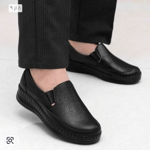 کفش طبی اداری مناسب درد کمر و خارپاشنه و زانو دور دوخت رنگ مشکی و عسلی