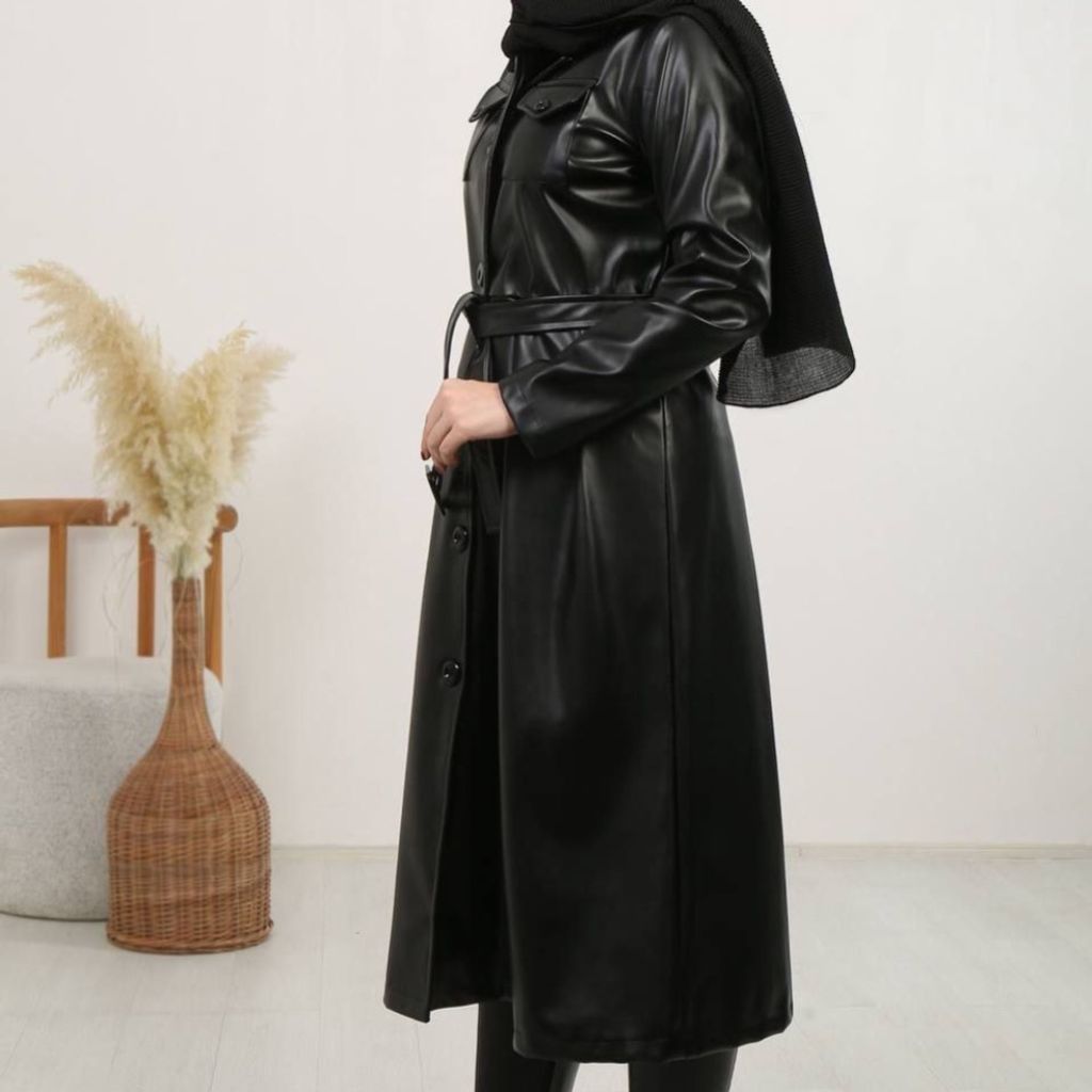 خرید آنلاین پالتوی چرم بلند با کیفیت