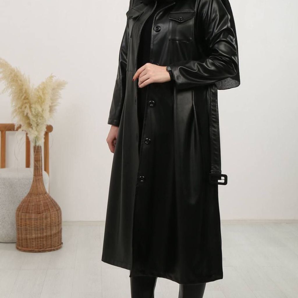 خرید آنلاین پالتوی چرم بلند با کیفیت