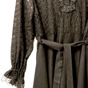 خرید آنلاین پیراهن زنانه مشکی ، بالاتنه خامه دوزی