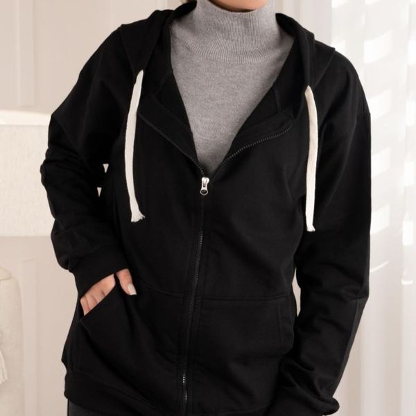 سویشرت دورس ساده مشکی پاد