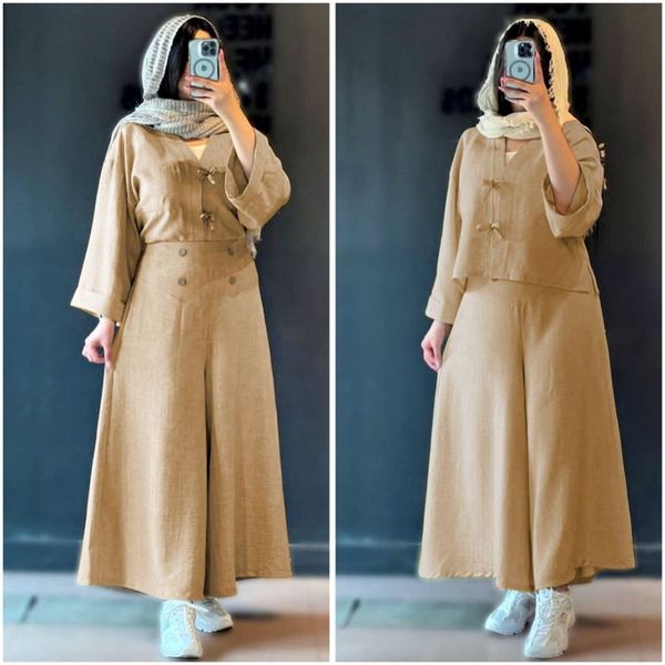 ست کراپ و شلوار دامنی ترند و جذاب آذین