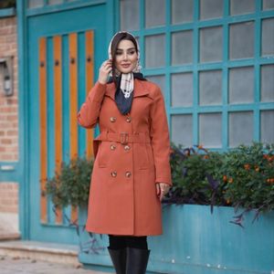 بارونی آستردار مدل آیناز رنگ آجری