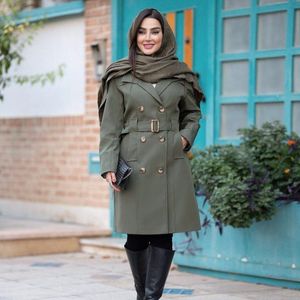 بارونی آستردار آیناز تا سایز 52 رنگ زیتونی