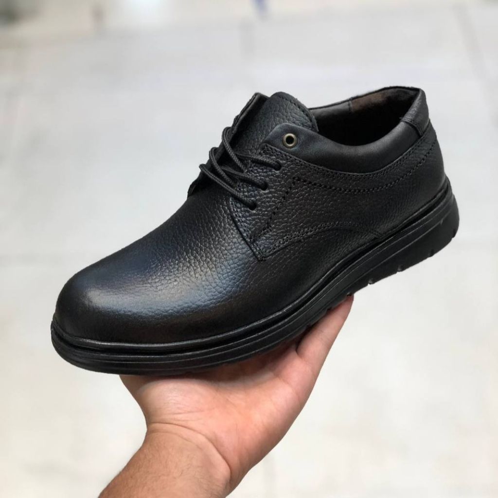 قیمت ارزان کفش چرم مردانه بندی مدل دنا رنگ مشکی