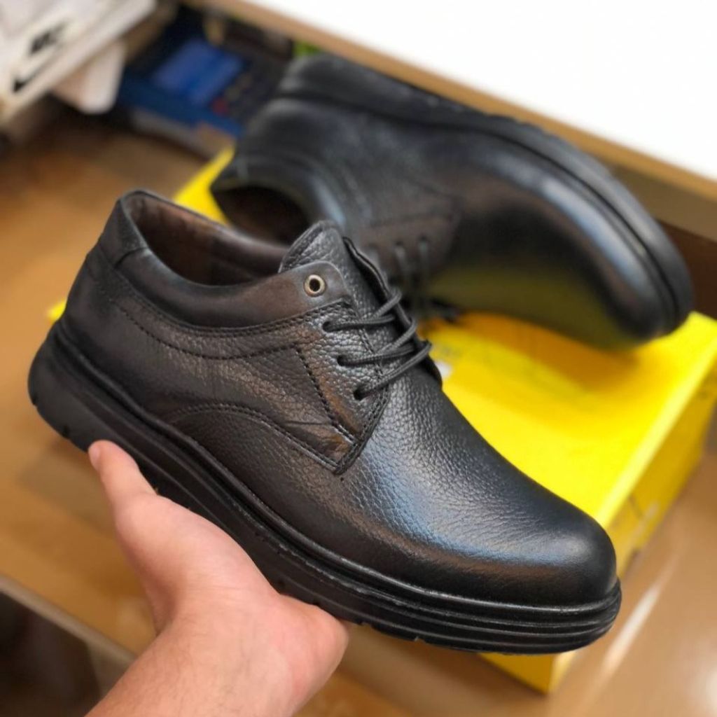 خرید انلاین کفش چرم مردانه بندی مدل دنا رنگ مشکی