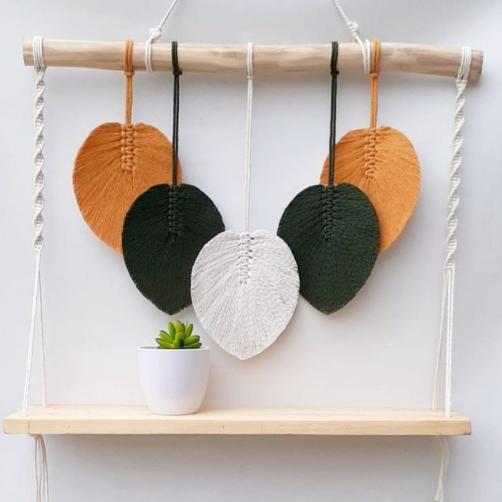 قیمت شلف مکرومه چوبی دکوراتیو طرح پری