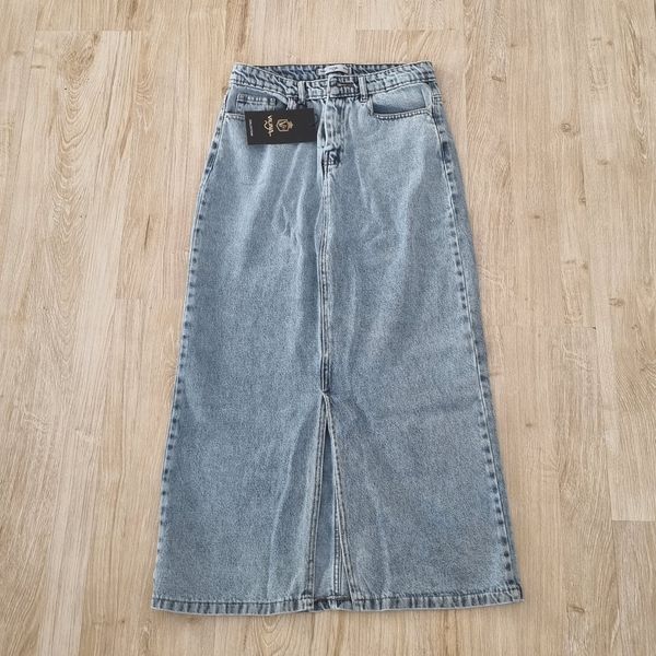 دامن جین زنانه چاکدار قد 96 سانتی