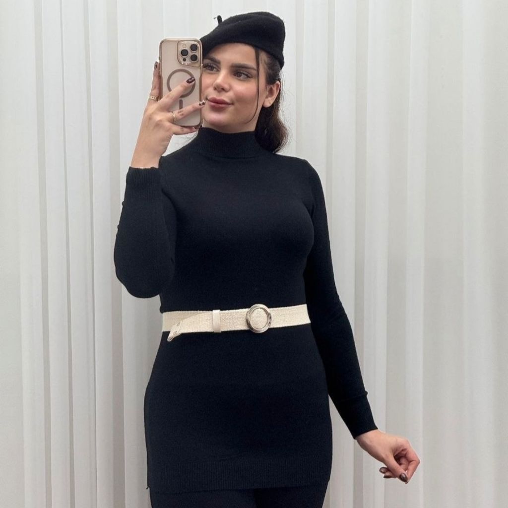 خرید اینترنتی تونیک بافت یقه 5 سانت گرم بالا وارداتی