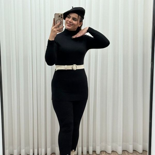 تونیک بافت یقه 5 سانت گرم بالا وارداتی