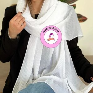 شال نخ پنبه سفید پلیسه دلسو تک رنگ 😍