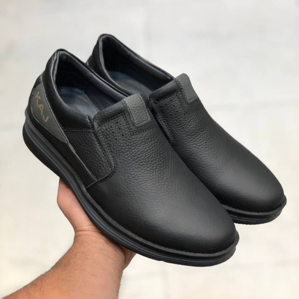 خرید آنلاین کفش چرم مردانه طبی بی بند مدل اسکار مشکی