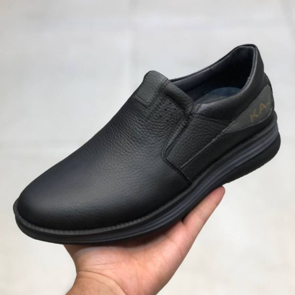 مشخصات کفش چرم مردانه طبی بی بند مدل اسکار مشکی