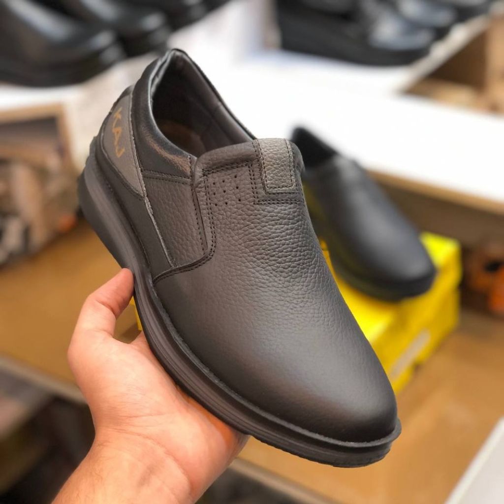 مشخصات کفش چرم مردانه طبی بی بند مدل اسکار مشکی