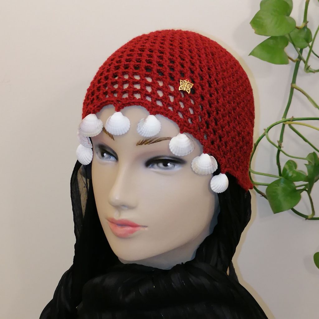 قیمت کلاه ترند اینستاگرامی، توربان لیونی رنگ زرشکی 08234