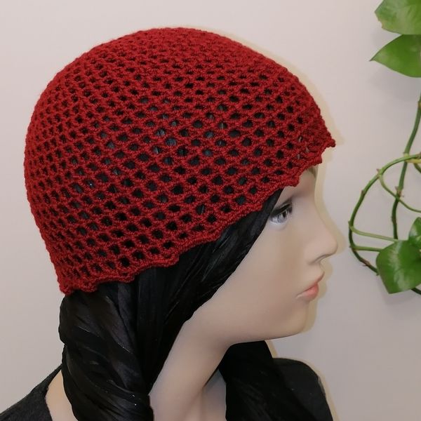 کلاه ترند، توربان لیونی رنگ زرشکی 08234