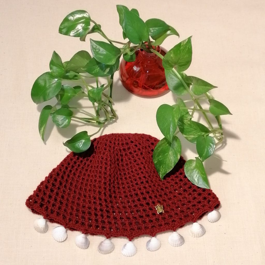 مشخصات کلاه ترند، توربان لیونی رنگ زرشکی 08234