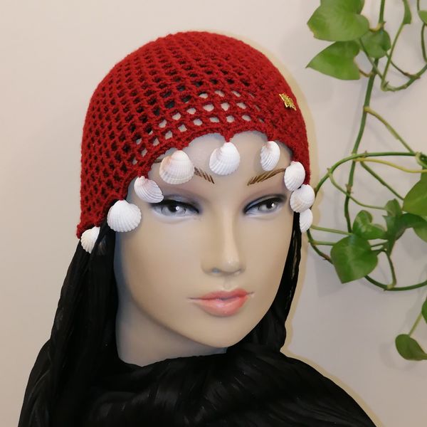 کلاه ترند، توربان لیونی رنگ زرشکی 08234