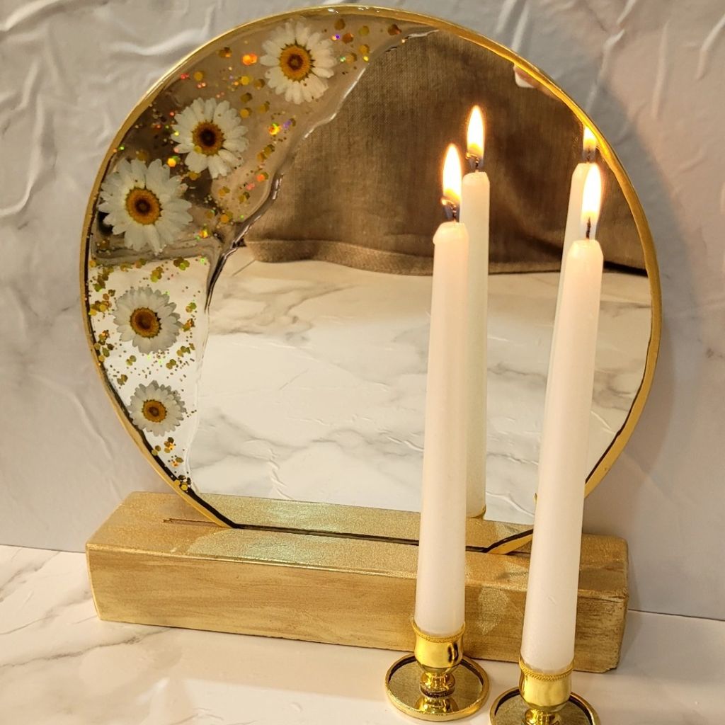 خرید آنلاین آینه و شمعدان بابونه