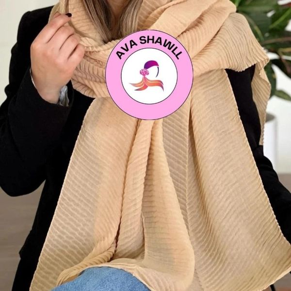 شال نخ پنبه پلیسه تک رنگ شیک