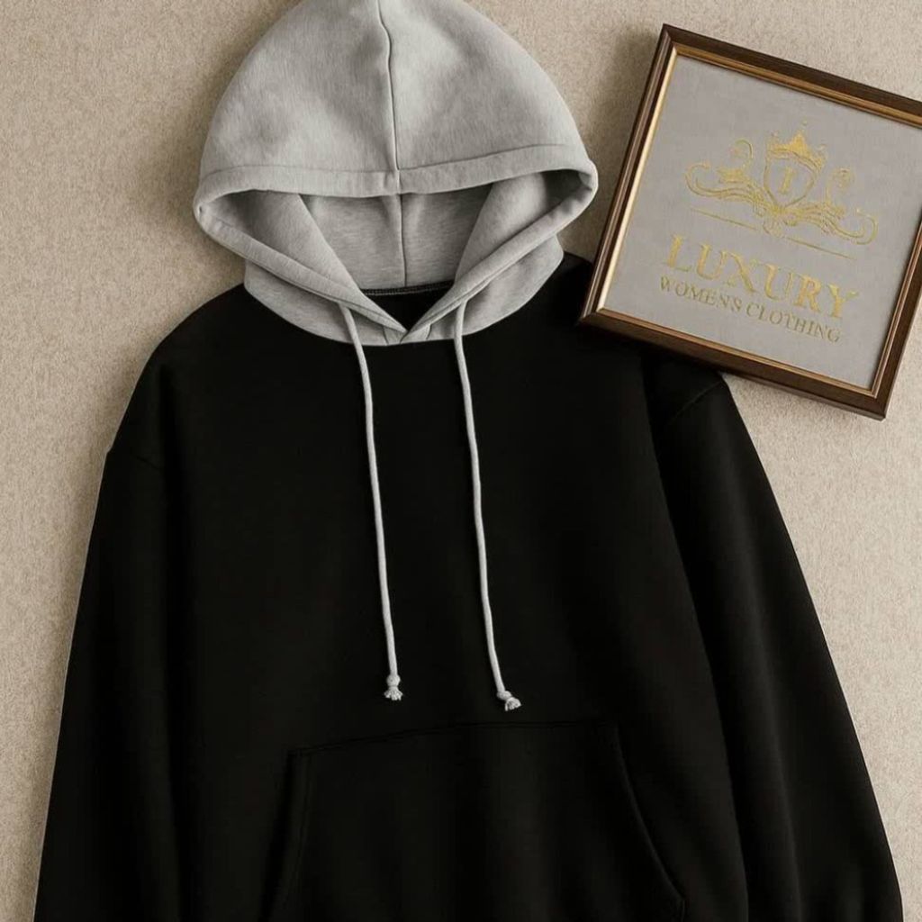 خرید انلاین هودی کلاه طوسی