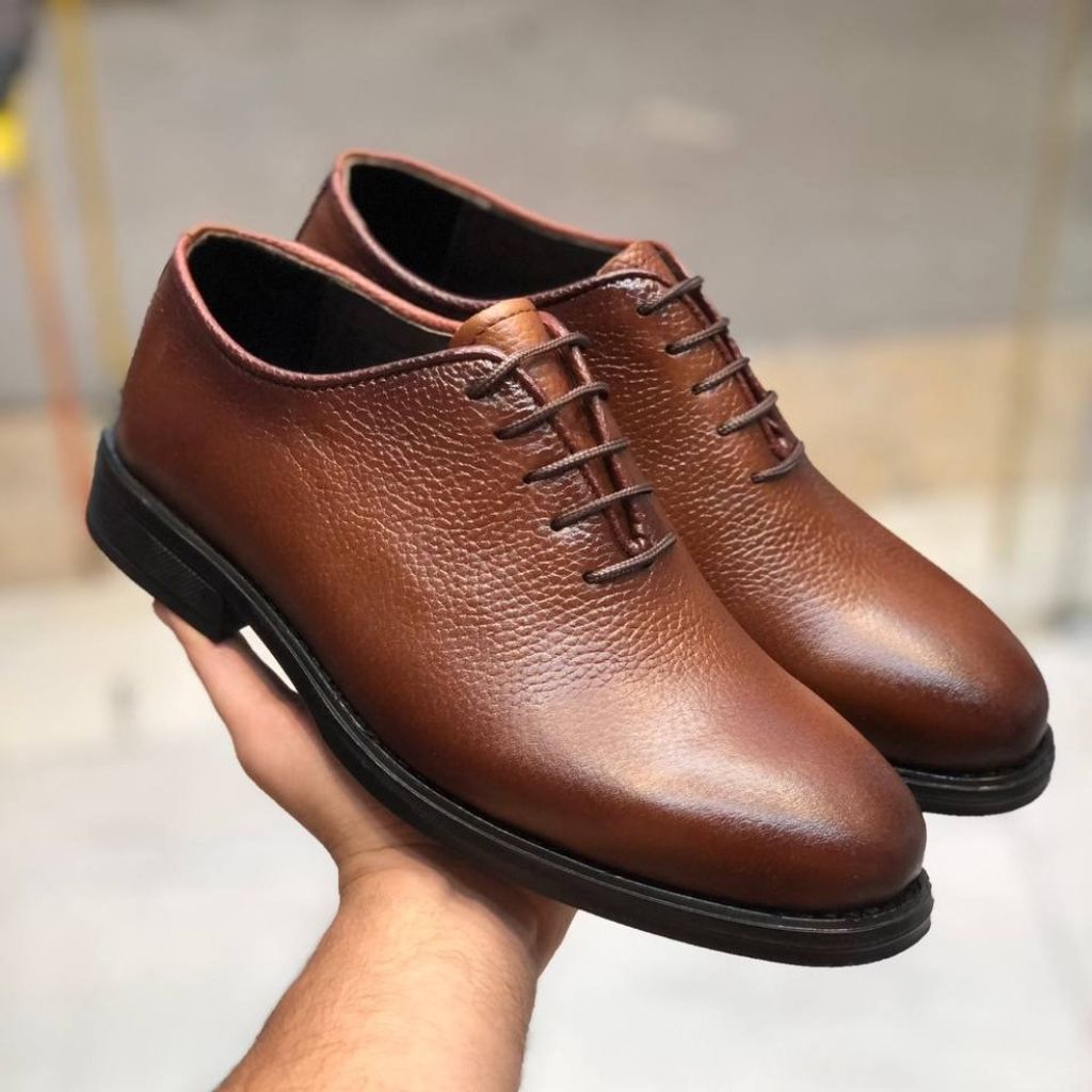 خرید انلاین کفش چرم مجلسی مردانه بندی مدل مالکوم عسلی