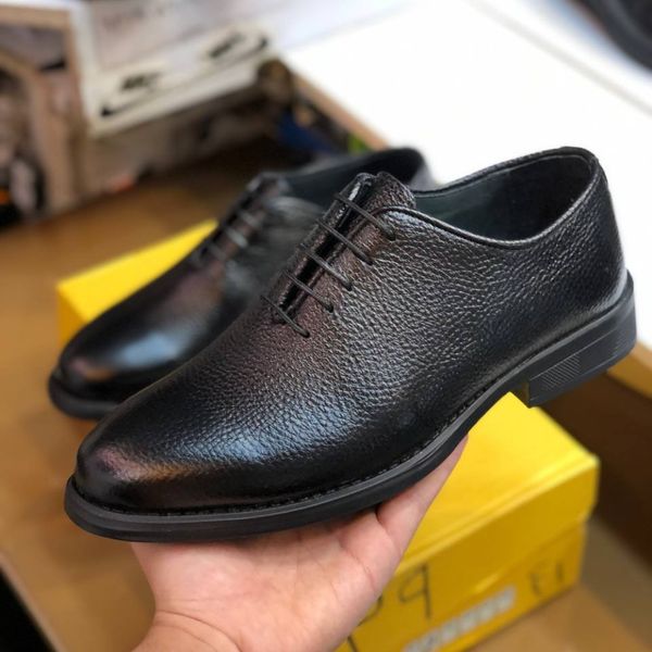 کفش چرم مجلسی مردانه بندی مدل مالکوم مشکی