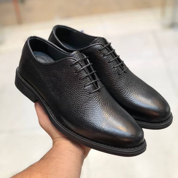 کفش چرم مجلسی مردانه بندی مدل مالکوم مشکی