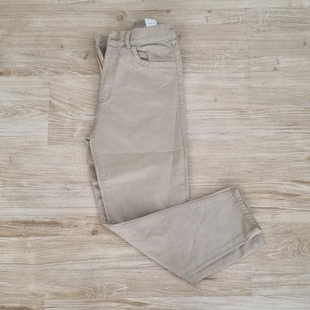 خرید اینترنتی شلوار کتان زنانه اسکینی کرم رنگ سایز 31 خارجی