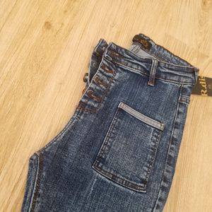 خرید آنلاین شلوار جین اسکینی زنانه خارجی فول کشی سایز 30 تا 34 رنگ آبی تیره قد 85سانت