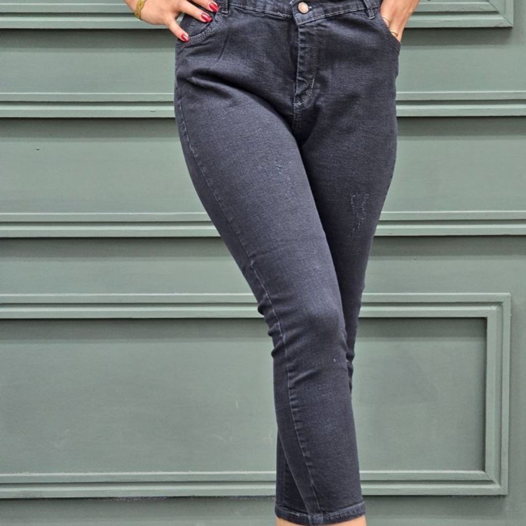 مشخصات شلوار جین اسکینی زنانه رنگ ذغالی قد 90 سانتی با کشسانی بالا