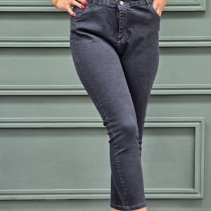 مشخصات شلوار جین اسکینی زنانه رنگ ذغالی قد 90 سانتی با کشسانی بالا