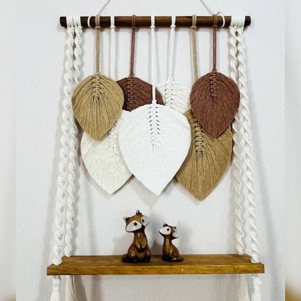 شلف مکرومه بافی مدل برگ پاییزی