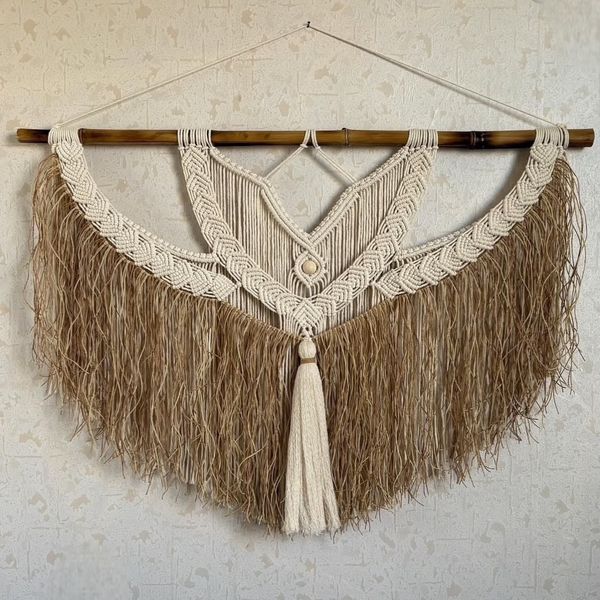 دیوار کوب مکرومه بافی و رافیا مدل جولیا