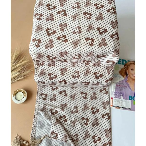 شال کرم طرحدار نخی زنانه زیبا