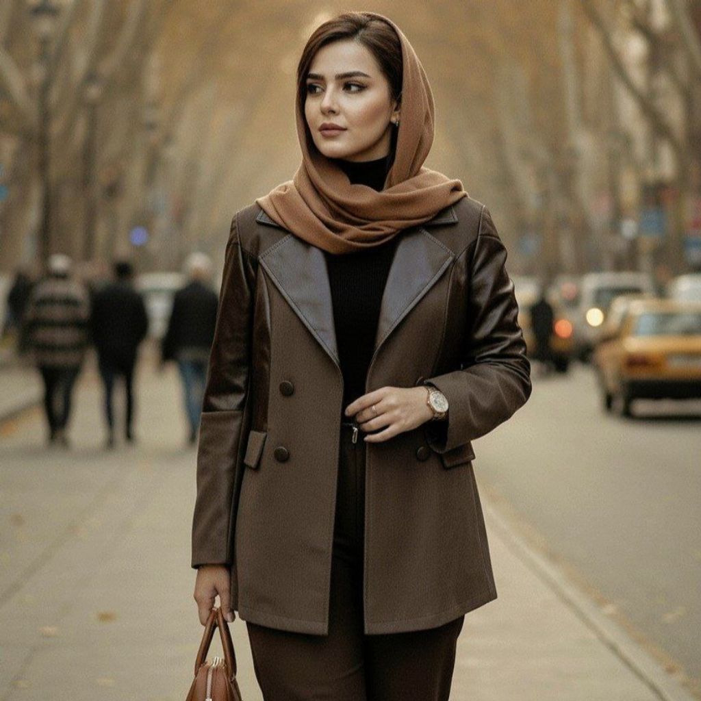 قیمت کت آستردار خرجکار چرم رنگ موکا