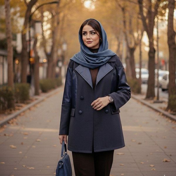 کت آستردار چرم پاییزه رنگ فیلی تیره