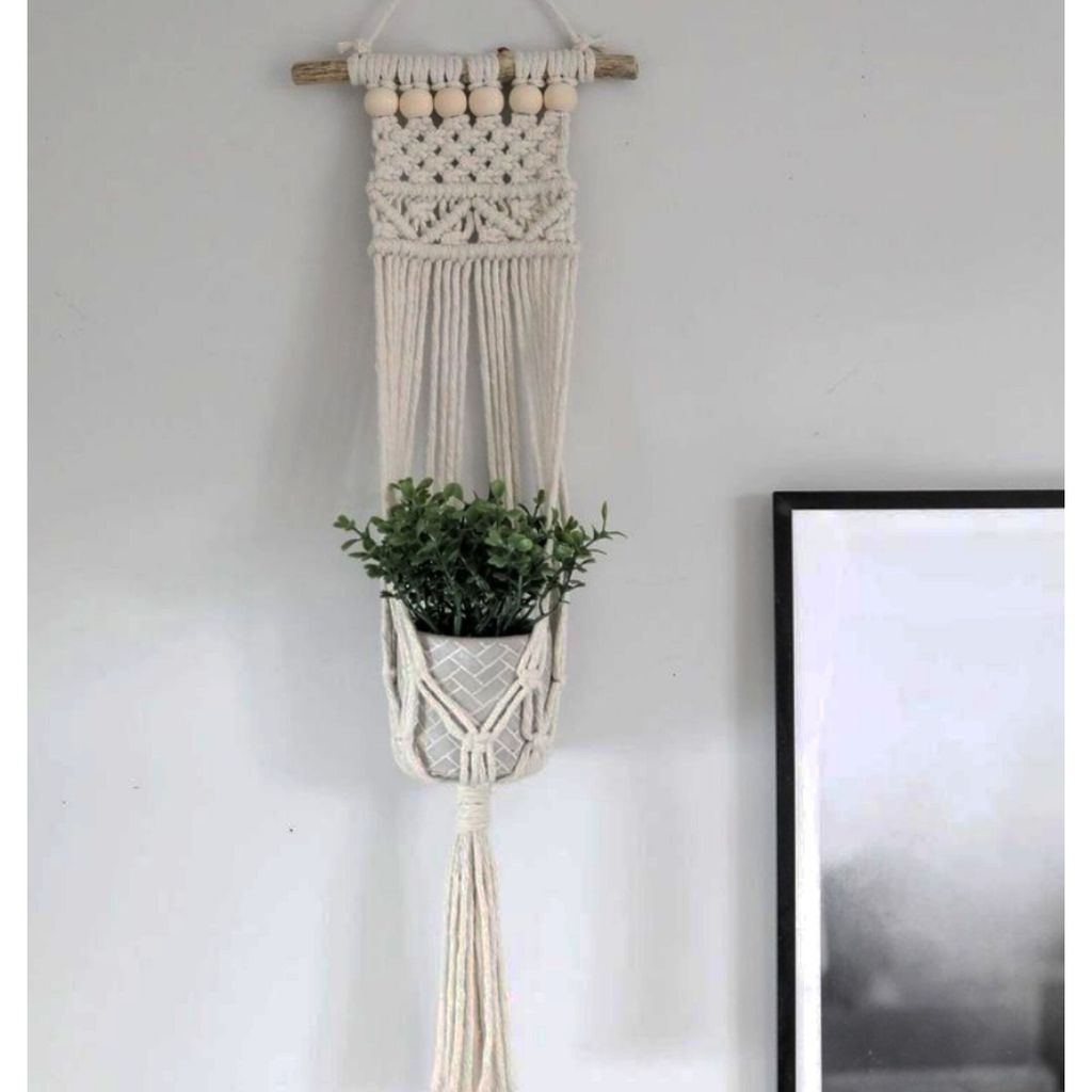 خرید اینترنتی آویز گلدان مهره دار مکرومه بافی آراد